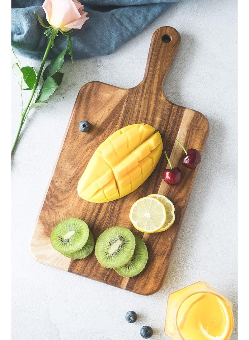 Wood Cutting Board - Wooden Kitchen Cutting Board for Meat, Cheese, Bread, Vegetables &Fruits-Charcuterie Board Cheese Serving Board with Handle,14”x7” - Image 2